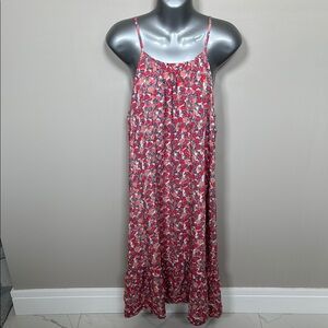 Red and White Sleeveless Maxi Sundress for Casual Wear